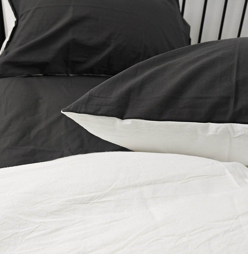 Lovstro 100% Cotton Duvet Cover Set, 4-Piece King Size (No Filling Included), OEKO-TEX Certified, Reversible Bedding, 1 Duvet Cover 200×240cm, 1 Fitted Sheet, 2 Pillowcases (Black & White) - Image 5